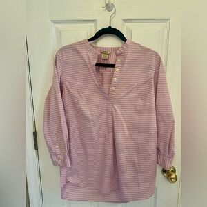 Duluth Trading Co Pink and White Striped Shirt